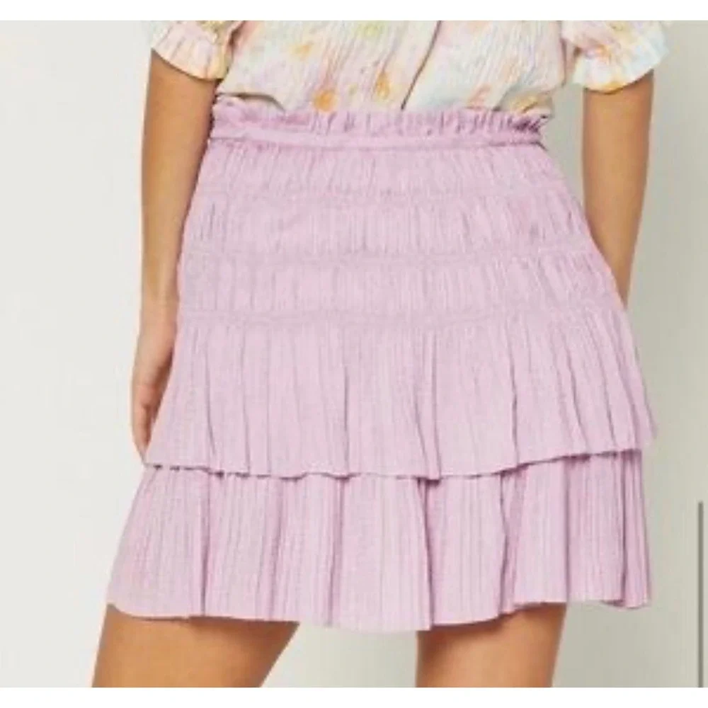 Current Air Smocked Tiered Satin Mini Skirt Size Small - Picture 1 of 9